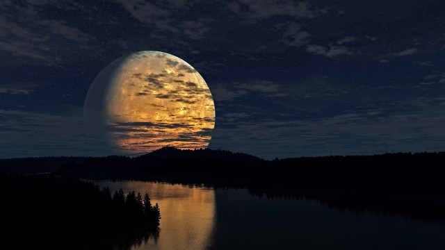Full moon lake night reflection #3 free wallpaper - medium preview image