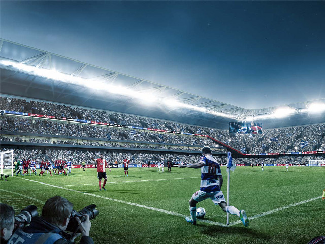 Soccer player running field crowd free wallpaper - medium preview image