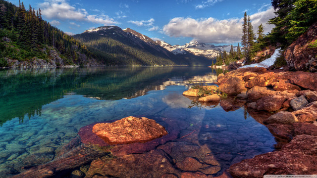 Lake mountains trees blue sky #36 free wallpaper - medium preview image