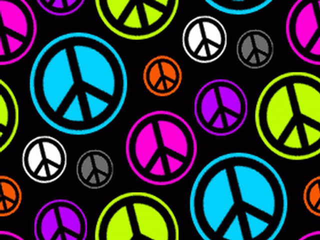 Colorful peace sign pattern black free wallpaper - medium preview image
