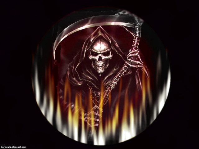 Skull sword flames black background free wallpaper - medium preview image