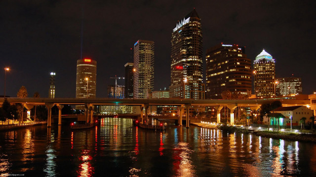 City skyline night bridge river #23 free wallpaper - medium preview image