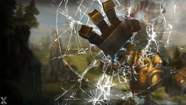 Broken window yellow glove robot free wallpaper - medium preview image