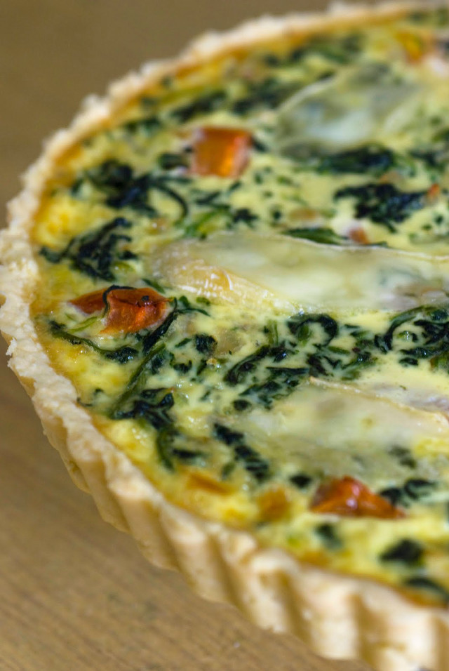 Quiche cheese spinach wooden table free wallpaper - medium preview image
