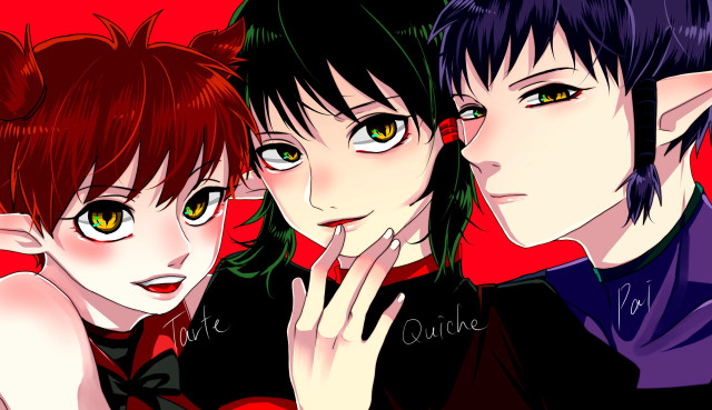 Anime characters green eyes red #2 free wallpaper - medium preview image