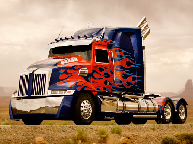 Semi truck flames desert road free wallpaper - medium preview image
