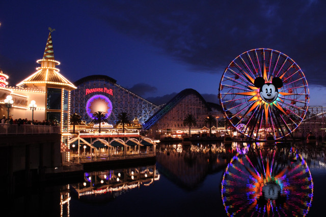 Ferris wheel night lights background free wallpaper - medium preview image