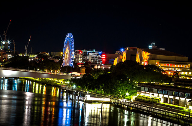 City skyline ferris wheel night #6 free wallpaper - medium preview image