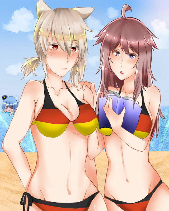 Cartoon characters beach photo pose free wallpaper - medium preview image