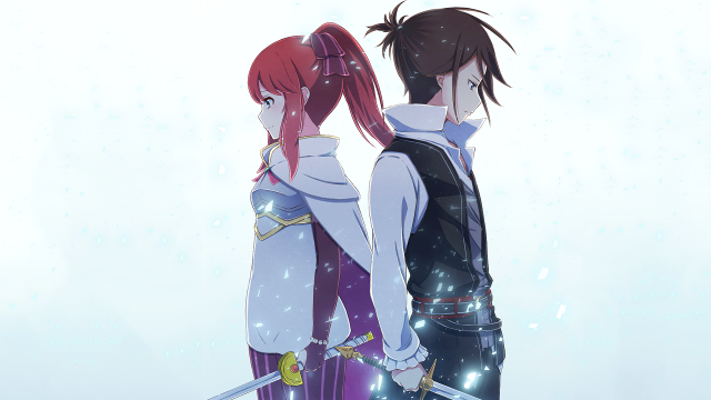 Anime characters swords snowflakes looking free wallpaper - medium preview image