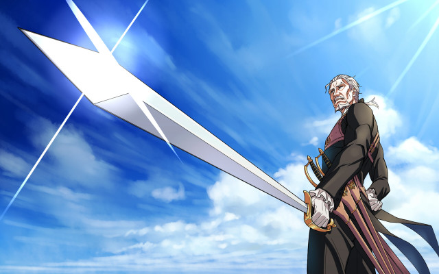 Man holding giant sword bright free wallpaper - medium preview image
