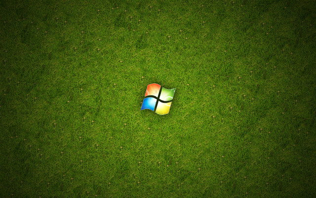 Computer logo green grass flowers free wallpaper - medium preview image