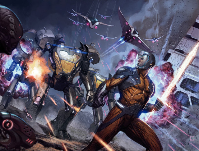 Sci fi group armor battle free wallpaper - medium preview image