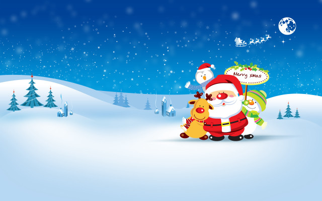 Santa sign snow reindeer snowman free wallpaper - medium preview image