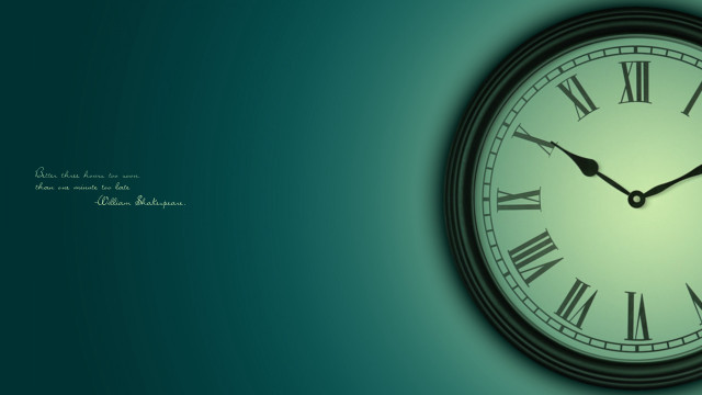 Clock roman numerals green background #2 free wallpaper - medium preview image
