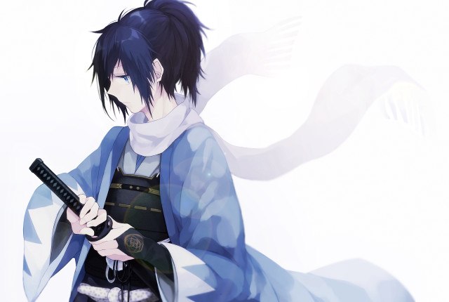 Man kimono sword white background free wallpaper - medium preview image