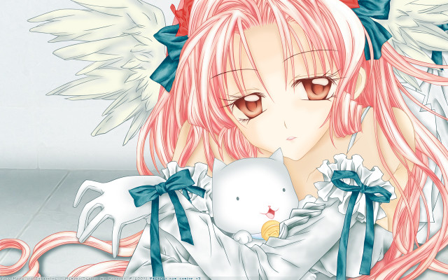 Girl pink hair white teddy free wallpaper - medium preview image