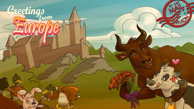 Cows field castle greetings from free wallpaper - medium preview image