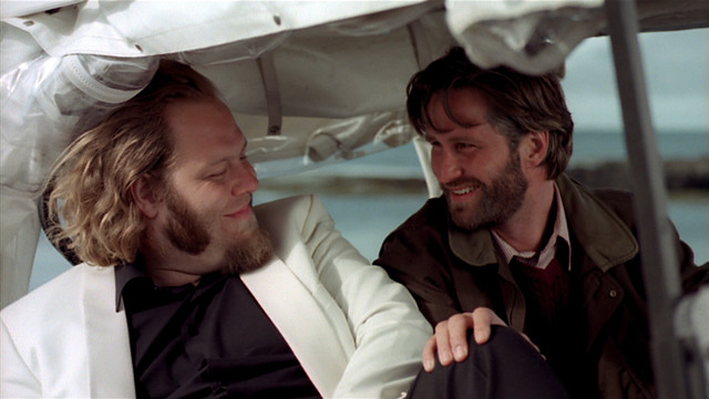 Two men boat smiling blonde free wallpaper - medium preview image