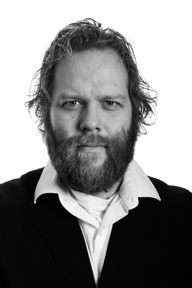 Man beard white shirt posing #2 free wallpaper - medium preview image