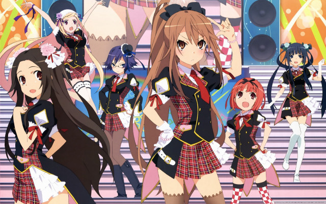 Anime girls stage crowd performance free wallpaper - medium preview image