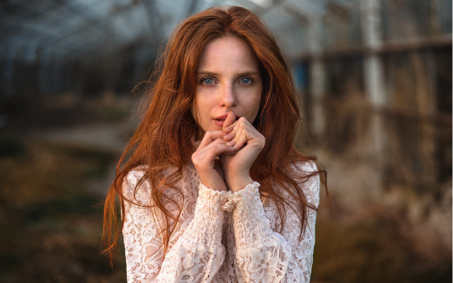 Red haired woman portrait artnouveau free wallpaper - medium preview image