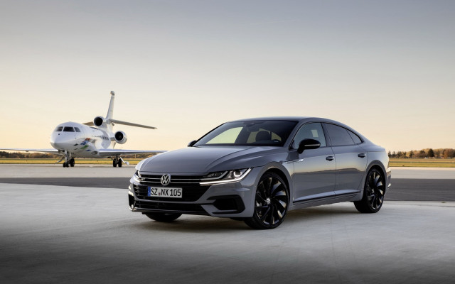 Grey car jet airplane runway free wallpaper - medium preview image