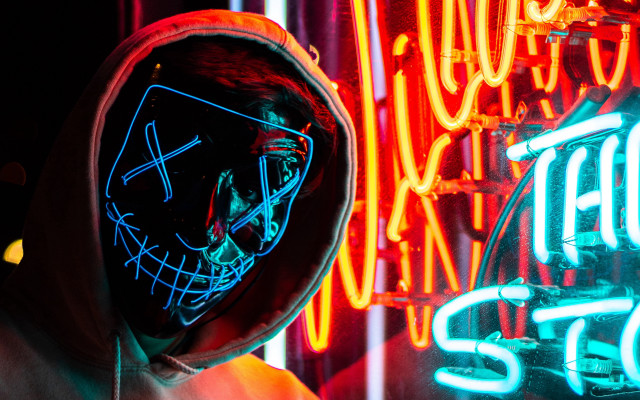 Neon mask cyberpunk cedric seaut free wallpaper - medium preview image