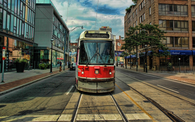 Red white train cityscape tokyo free wallpaper - medium preview image