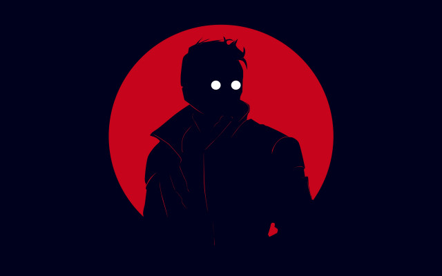 Creepy man red moon silhouette free wallpaper - medium preview image