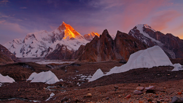 Mountain range sunset snow clouds free wallpaper - medium preview image