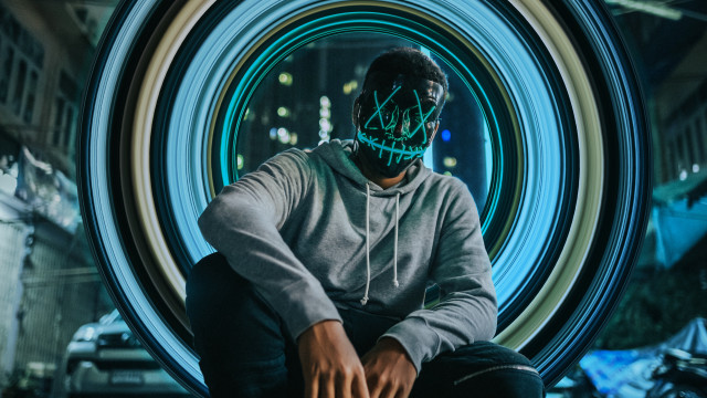 Neon mask circular background cedric free wallpaper - medium preview image