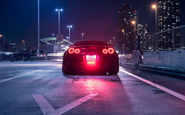 Car parking lot night glowing free wallpaper - medium preview image