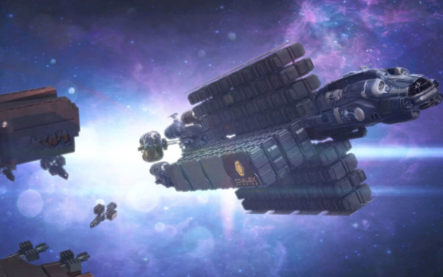 Galaxy space station aurora rocket free wallpaper - medium preview image