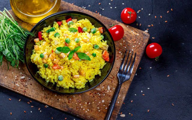 Rice vegetables beer cuttingboard food free wallpaper - medium preview image