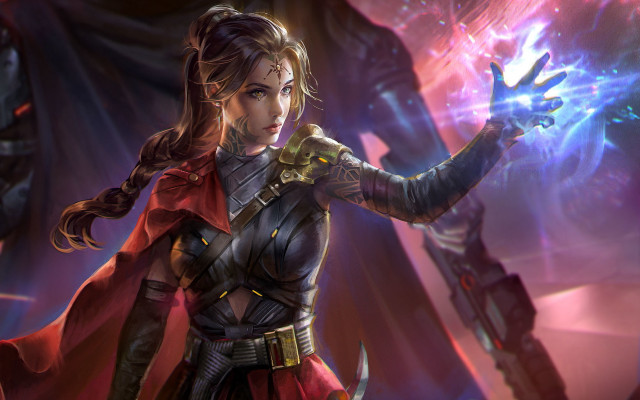 Woman sword lightning battle demon free wallpaper - medium preview image