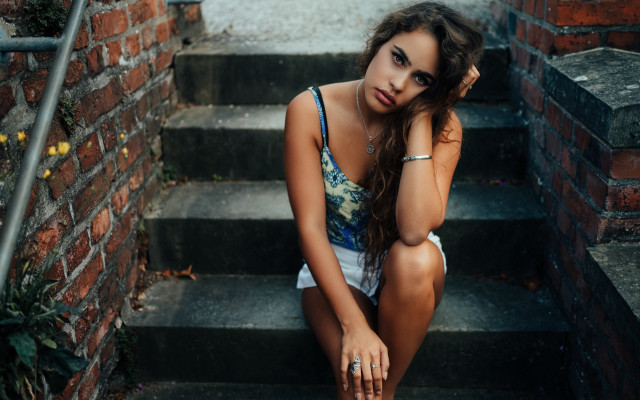 Annabel eyres stairs outdoors photorealistic free wallpaper - medium preview image