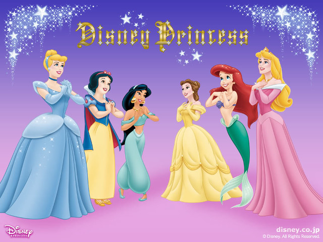 Princesses group purple background stars free wallpaper - medium preview image