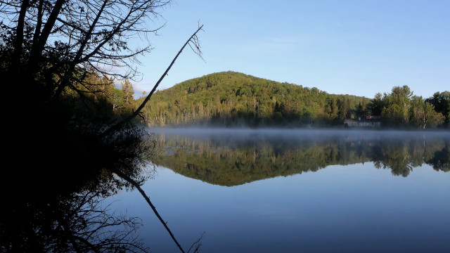 Lake mountain fog forest sunset free wallpaper - medium preview image