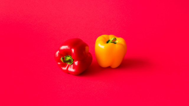 Two peppers pink background red free wallpaper - medium preview image