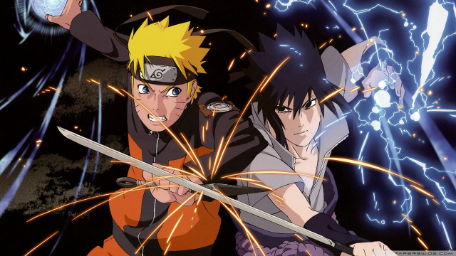 Anime characters swords lightning action free wallpaper - medium preview image