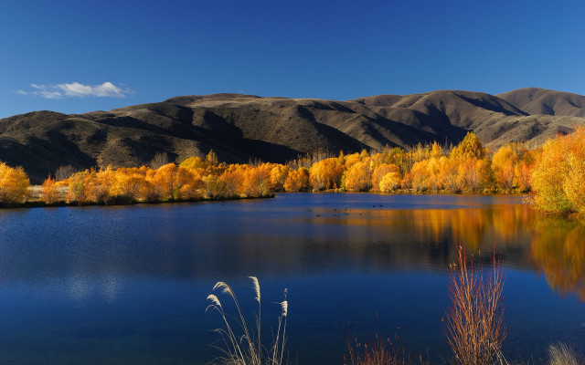 Lake mountains trees autumn sky #6 free wallpaper - medium preview image