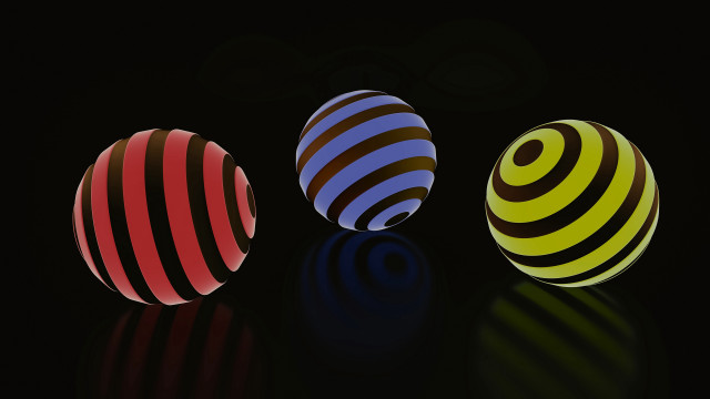 Three balls reflection opart raytraced free wallpaper - medium preview image