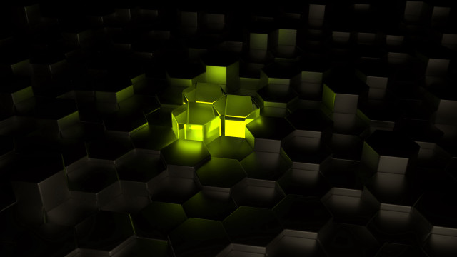 Green cube surrounded by black free wallpaper - medium preview image