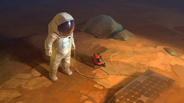 Man space suit desert red free wallpaper - medium preview image