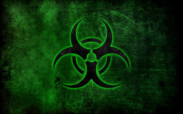 Green biohazard symbol dark background free wallpaper - medium preview image