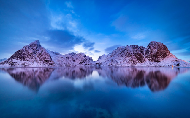 Mountain lake reflection dusk clouds free wallpaper - medium preview image