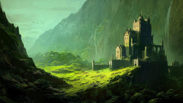 Castle mountain valley green field free wallpaper - medium preview image