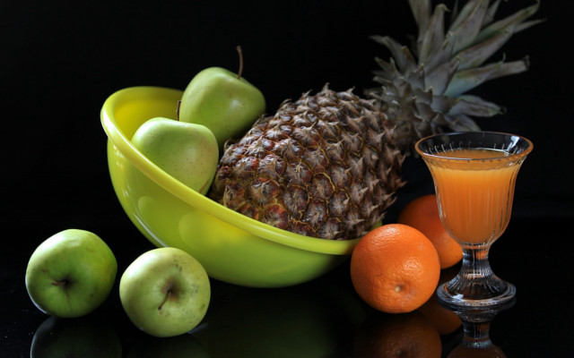 Bowl of fruit orange juice free wallpaper - medium preview image