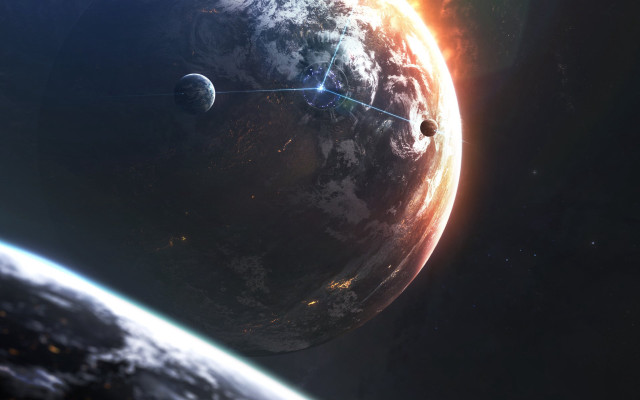 Space station satellite planet moon #2 free wallpaper - medium preview image